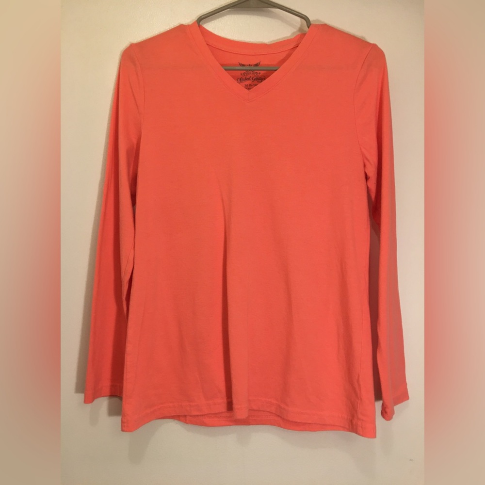 Faded Glory V-neck Long Sleeve Crew Top